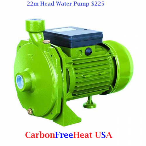 22m Head Water Pump 225 CarbonFreeHeat USA
